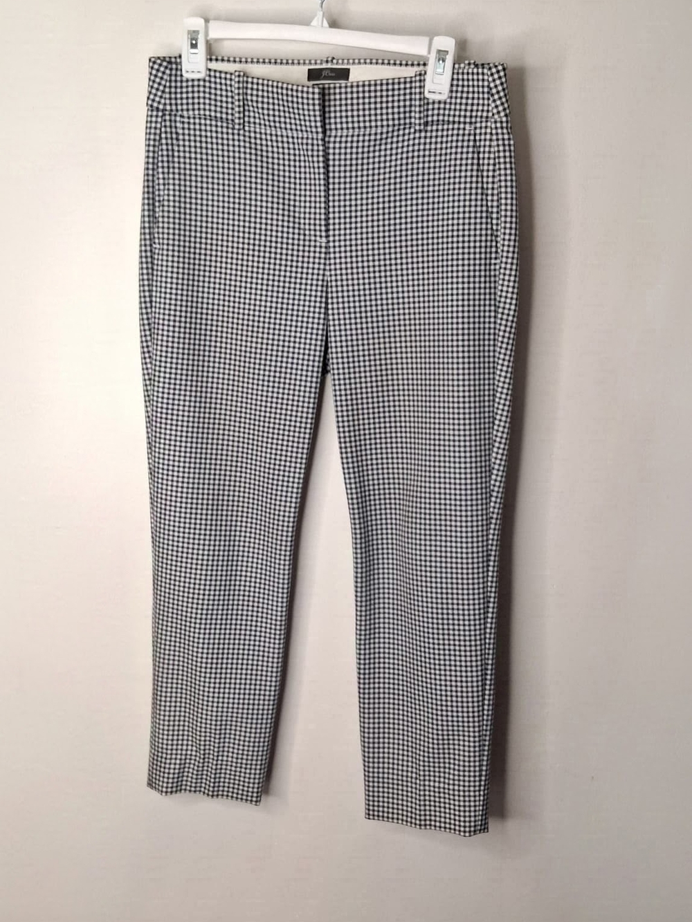 J.Crew Cameron Gingham Slim Crop Pants Black White Size 6
